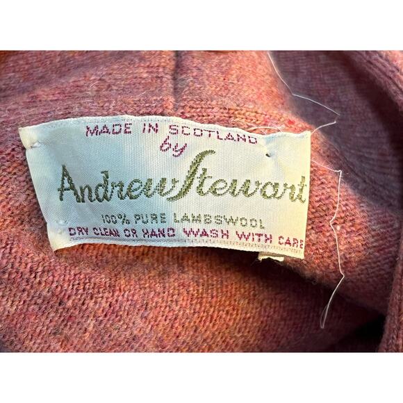 VTG Andrew Steward Sweater XS 36" Pink Lambswool Neck Tie Preppy Academia - Picture 10 of 11